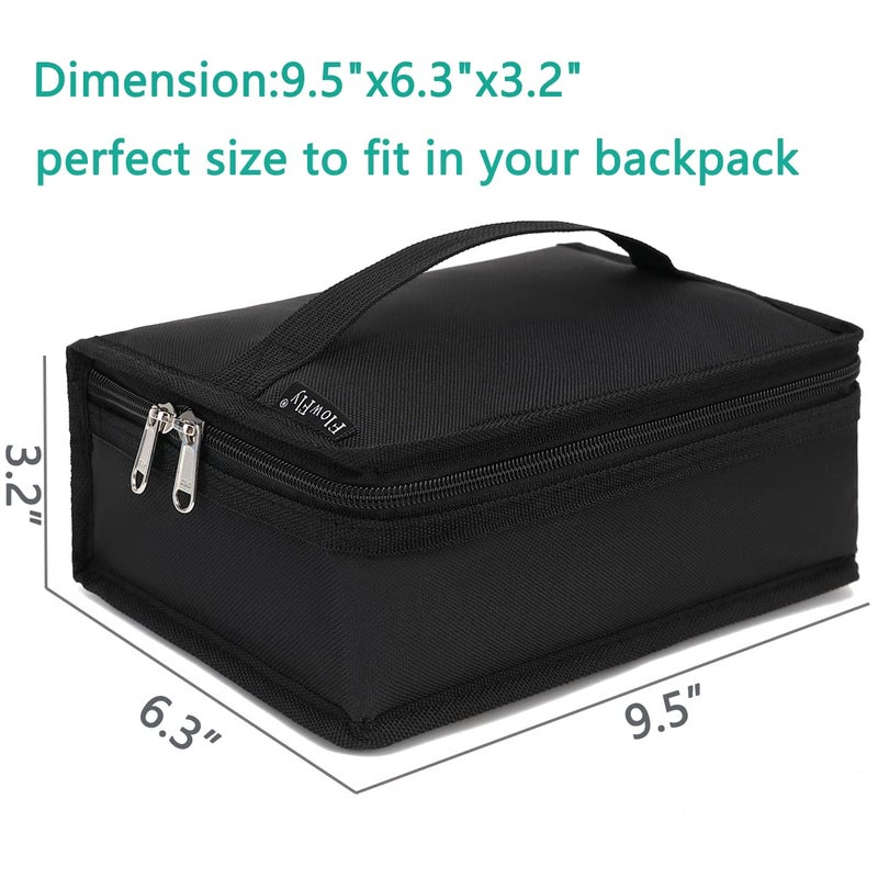 FlowFly Small Insulated Lunch box Portable Soft Bag Mini Cooler Thermal Meal Tote Kit with Handle for Work & School, Black - Image 4